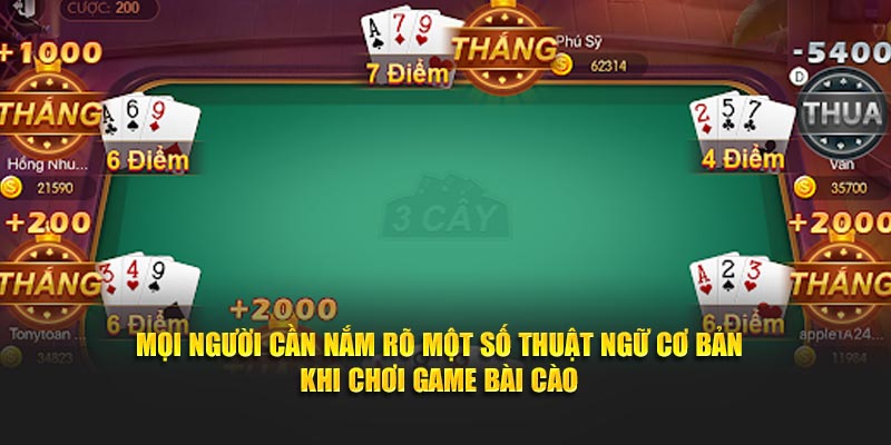 Mọi người cần nắm rõ một số thuật ngữ cơ bản khi chơi game bài cào